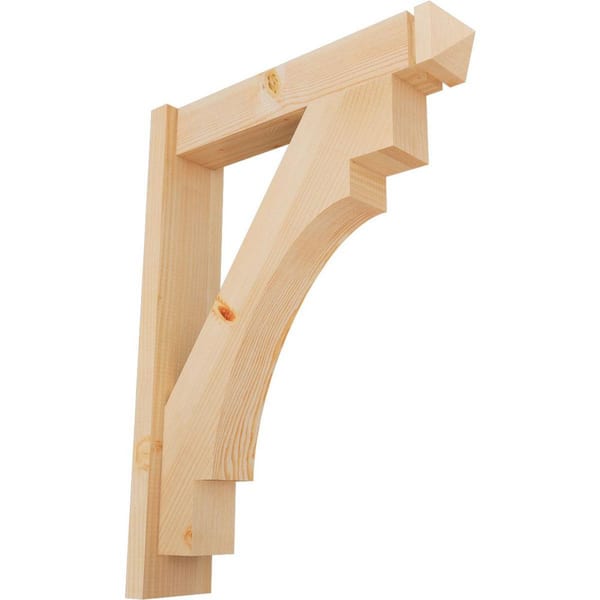 Ekena Millwork 6 in. x 32 in. x 24 in. Douglas Fir Merced Arts and Crafts Smooth Outlooker