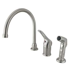 Wyndham Single-Handle Deck Mount Widespread Kitchen Faucets with Side Sprayer in Brushed Nickel