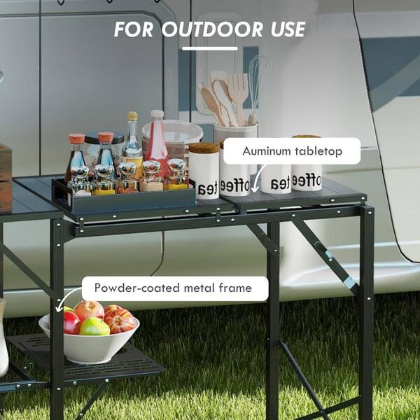 Black Folding Camp Kitchen Table ZN-2048 - The Home Depot Black Folding Camp Kitchen Table ZN-2048 - The Home Depot