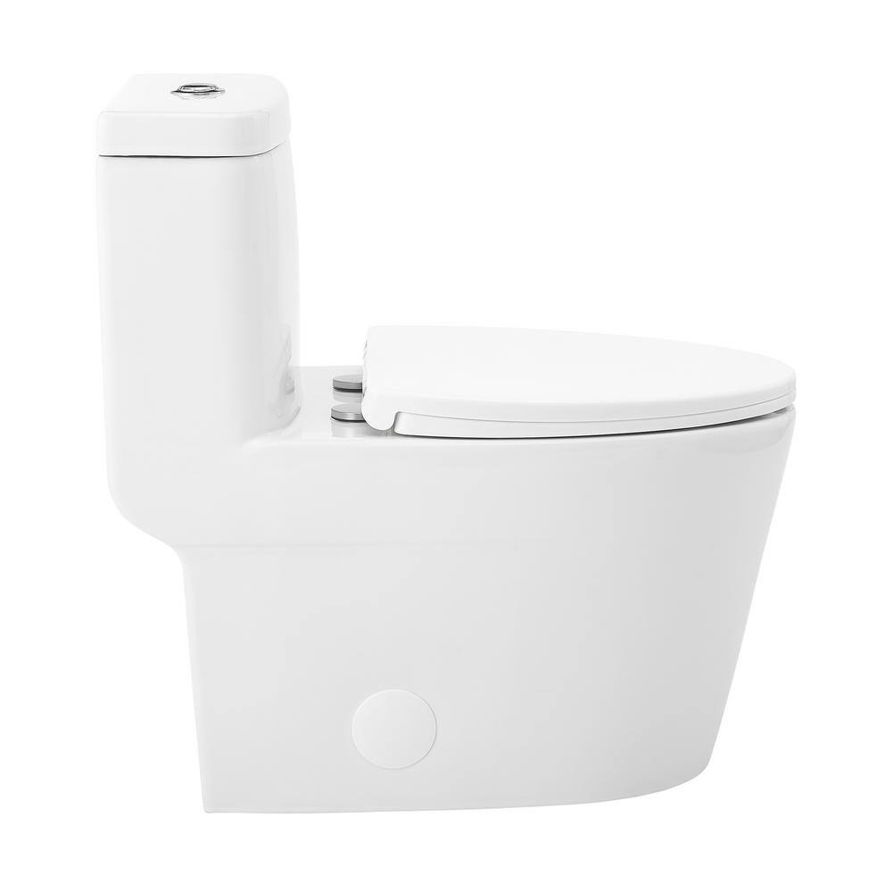 Fulton Glossy White Ceramic One-Piece Elongated Dual-Flush Toilet