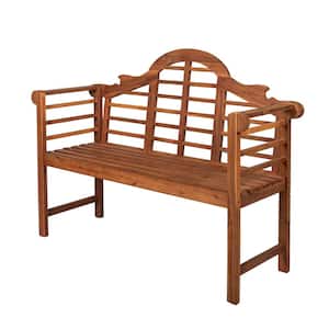 Lutyens 51.2 in. Wood 3-Seat Arched 600 lbs. Support Acacia Outdoor Garden Patio Bench, Teak