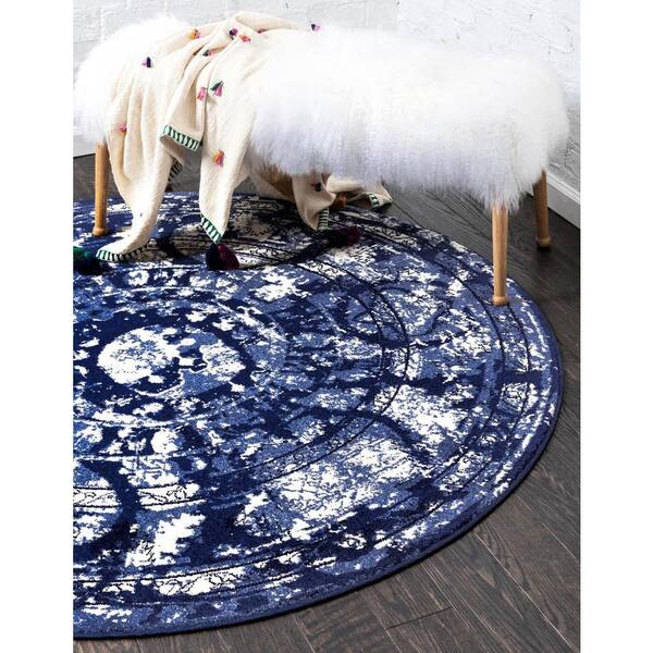 La Jolla Vintage Blue 3' 3 x 3' 3 Round Rug