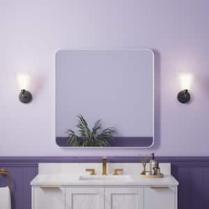 36 in. W x 36 in. H Rectangular Aluminum Framed Wall-Mounted Bathroom Vanity Mirror in White