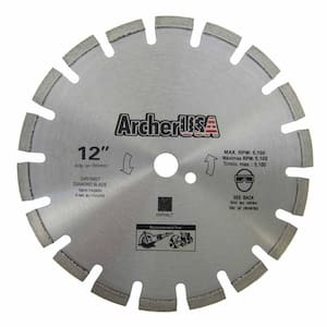 Archer Pro 12 in. T-Segmented Rim Diamond Saw Blades for Fast Asphalt Cutting and Green Concrete Cutting