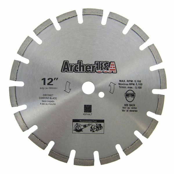 Archer USA Archer Pro 12 in. T-Segmented Rim Diamond Saw Blades for Fast Asphalt Cutting and Green Concrete Cutting