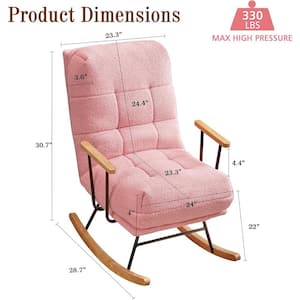 Rocking Chair Nursery, Teddy Fabric Modern Glider Upholstered Rocker with High Backrest, Pink