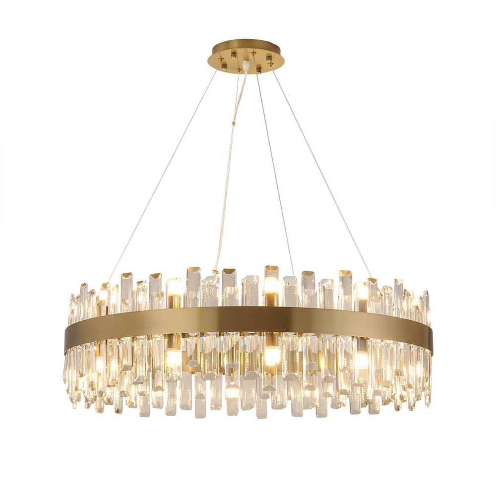 24-Light Golden Rustic Linear Chandelier for Kitchen Island Living Room Bed