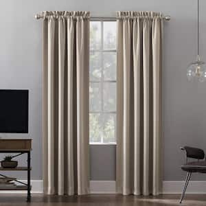 Alna Theater Grade Stone Polyester 52 in. W x 63 in. L Rod Pocket 100% Blackout Curtain (Single Panel)