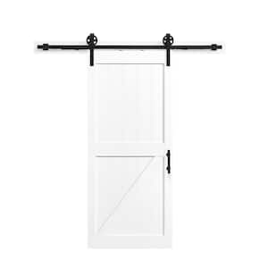 Westbridge 36 in. x 84 in. Textured White Sliding Barn Door with Solid Core and Soft Close Hardware Kit