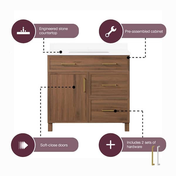 Home Decorators Collection Bilston 36 in. Single Sink Spiced