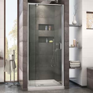 Flex 36 in. x 36 in. x 74.75 in. Framed Pivot Shower Door in Chrome with Biscuit Shower Base