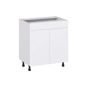 Fairhope Bright White Slab Assembled Vanity Sink Base Cabinet with False Front (30 in. W x 34.5 in. H x 21 in. D)