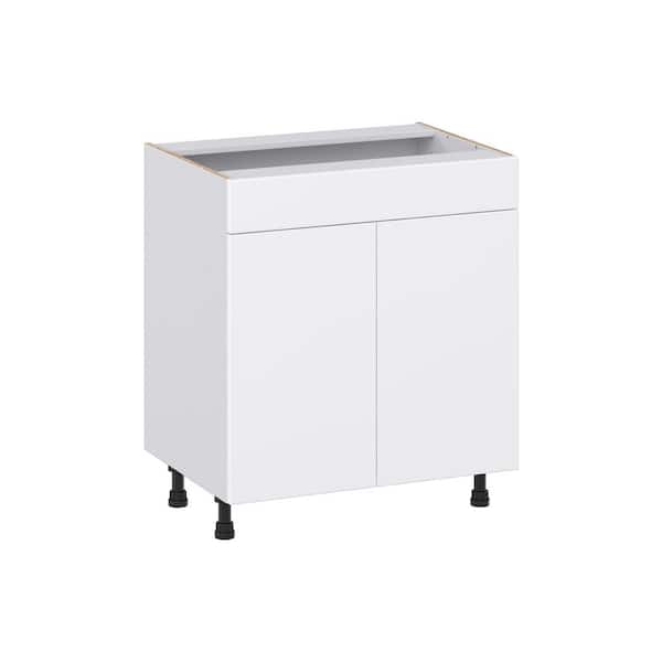 J COLLECTION Fairhope Bright White Slab Assembled Vanity Sink Base Cabinet with False Front (30 in. W x 34.5 in. H x 21 in. D)