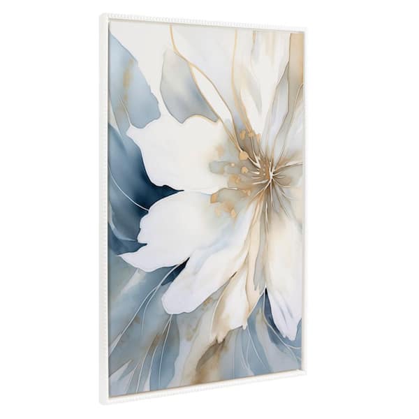 Kate and Laurel Sylvie Elegant Modern Glam Watercolor Abstract Floral 1-Piece White Framed Canvas Art Print, 31.50 in. x 41.50 in.