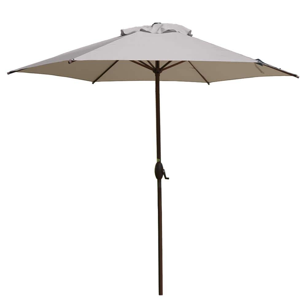 9 ft. Market Outdoor Patio Umbrella with Push Button Tilt and Crank in Beig