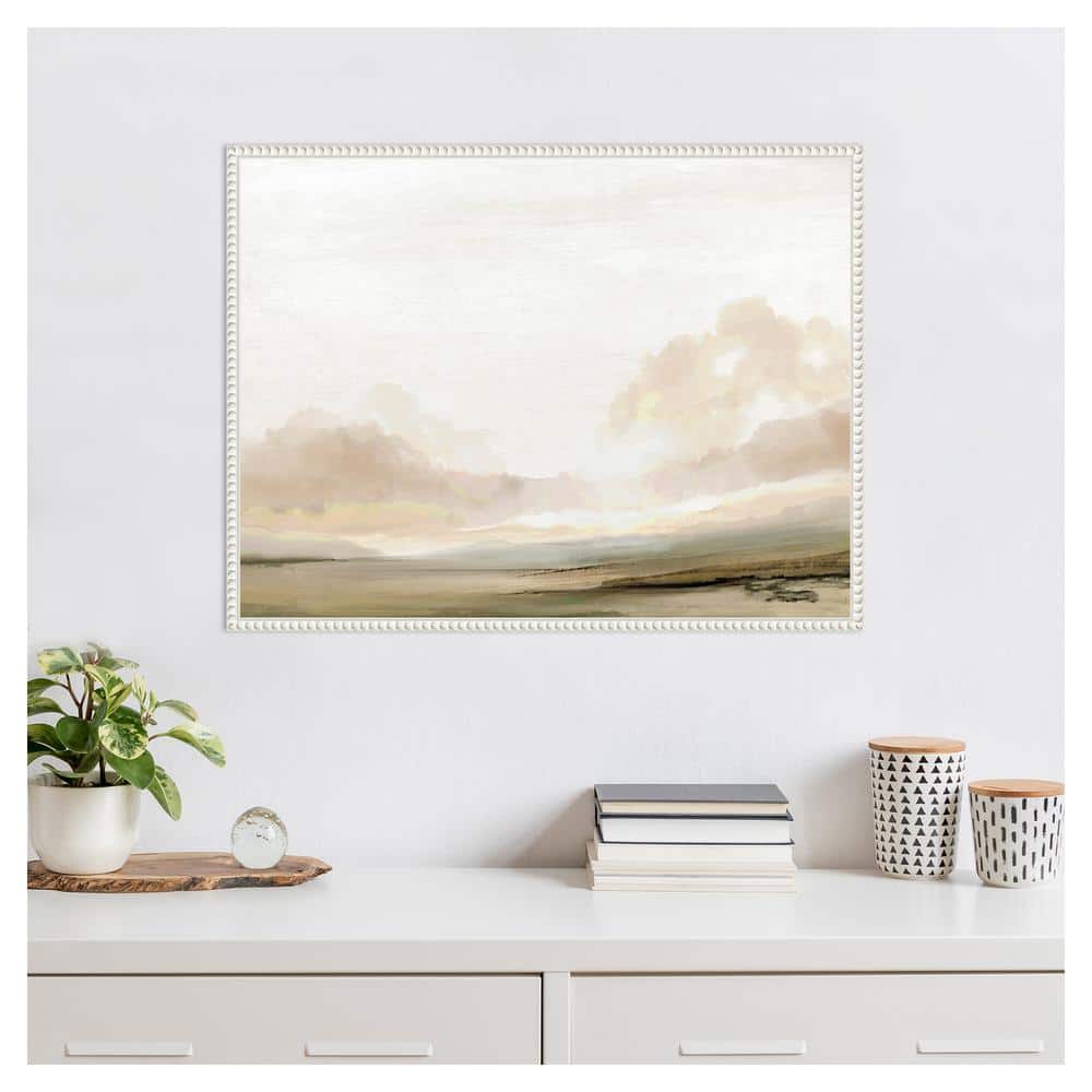 Southern Landscape Abstract Canvas Wall Art with White Beaded Frame