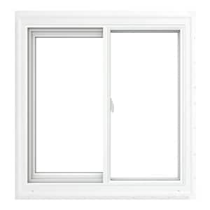 V-2500 Series 48 in. W x 24 in. H Left-Handed White Vinyl Low-E Sliding Window w/Brickmould Nail Fin Frame