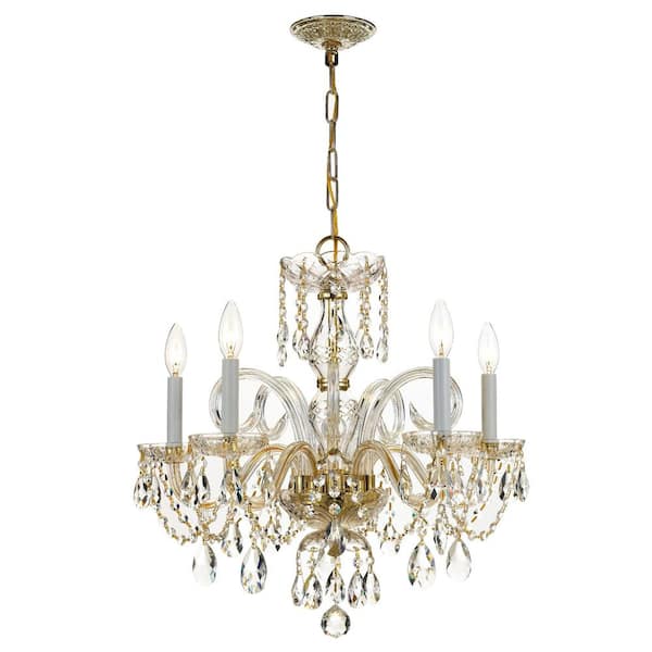 Crystorama Traditional Crystal 5-Light Polished Brass Crystal ...