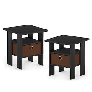 and rey 15.5 in. x 15.5 in. Americano Square Wood End Table Nightst and with Bin Drawer (Set of 2)