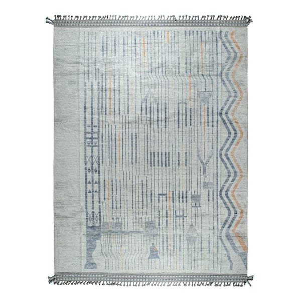 Multicolored Hand-Knotted Wool Contemporary Marrakech Handspun, Elegant, Durable Rug for L, 9 ft. x 12 ft. Area Rug