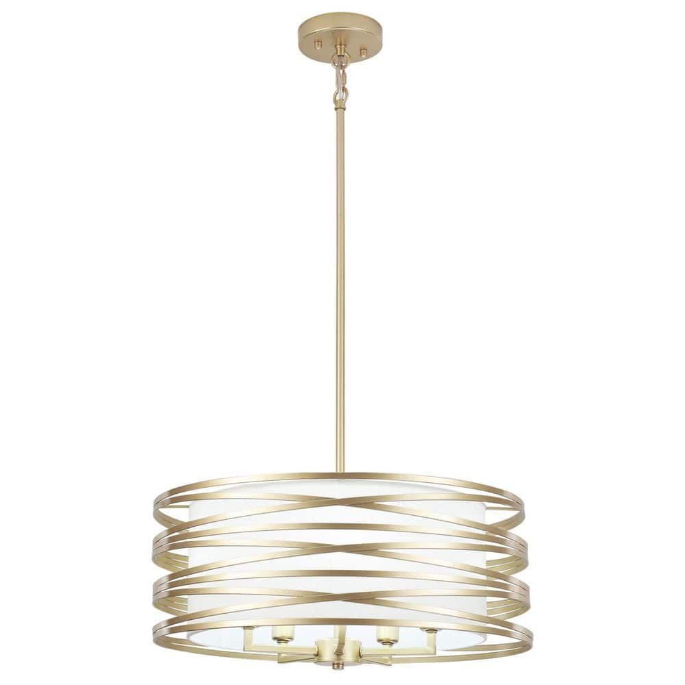 18.89 in. 5-Light Golden Drum Chandelier with Metal Shade and No Bulbs Included For Dinning Room Foyer price history on PriceWatchPro