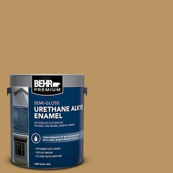 BEHR PREMIUM 1 gal. #S300-5 Spiced Mustard Urethane Alkyd Semi-Gloss Enamel Interior/Exterior Paint
