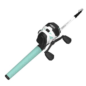6 ft. Telescopic Fishing Rod and Spinning or Spincast Fishing Reel Combo with ComfortGrip Handle, Cyan