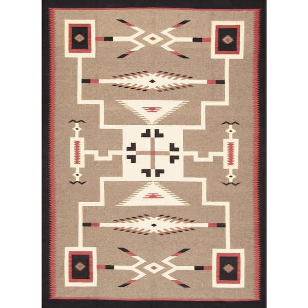 Tuscany Mocha/Black 9 ft. x 12 ft. Geomatric Area Rug