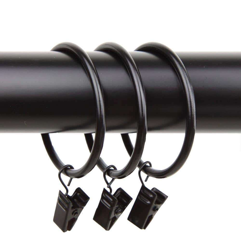 Rod Desyne Black Nickel Curtain Rings with Clips (Set of 10) 1929-012 ...