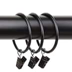 Home Decorators Collection Matte Black Steel Curtain Rings with Clips (Set  of 10) U-BK888002 - The Home Depot