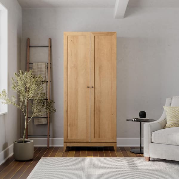 Yaletown Natural Oak 72 in. Accent Cabinet Office Storage Cabinet with 5 Shelves and Solid Wood Legs