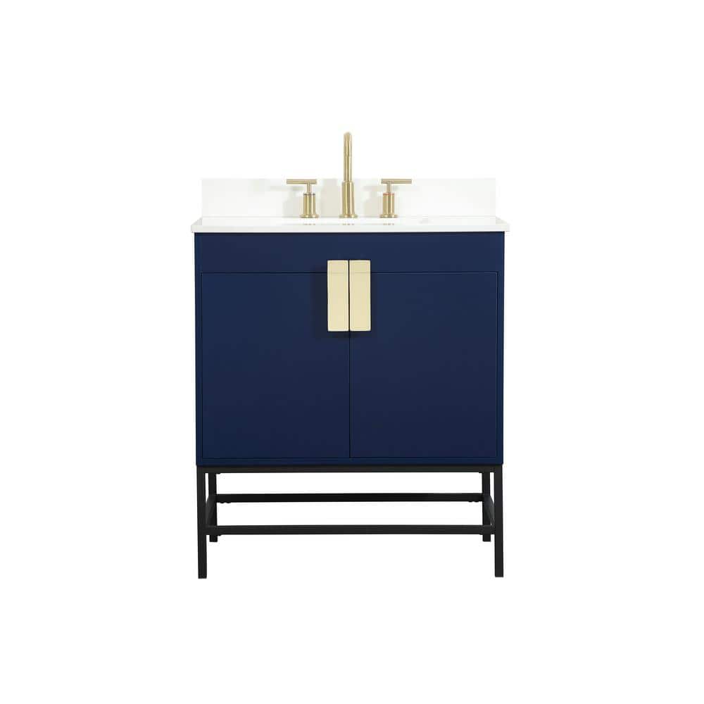 Simply Living 30 in. W x 19 in. D x 33.5 in. H Bath Vanity in Blue with Ivo