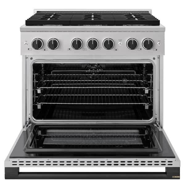 Autograph 36 in. 5.2 cu. ft. Marino Dual Fuel Freestanding Range w/ 6 Gas Burners and Convection Oven w/ Black Accents