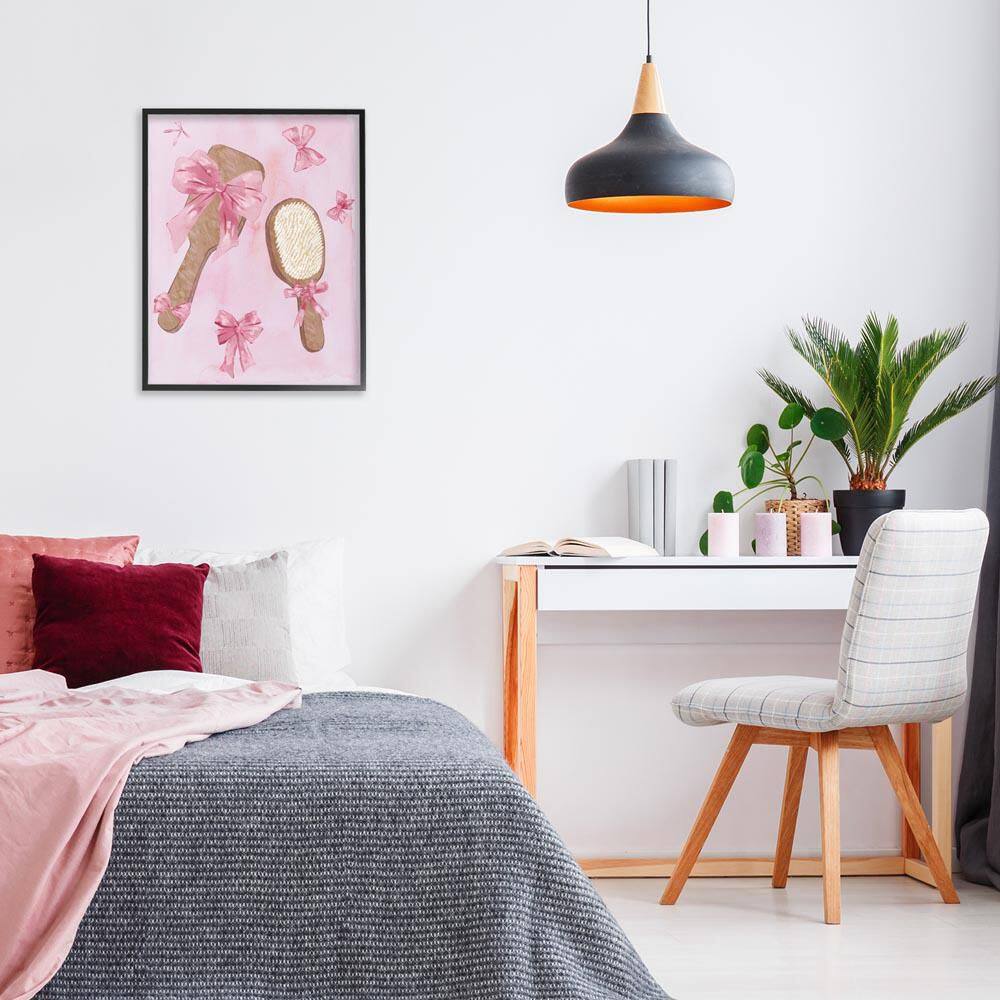 Lovely Pink Hairbrushes by Ziwei Li Black Framed Abstract Giclee Art Print 30 in. x 24 in. price history on PriceWatchPro