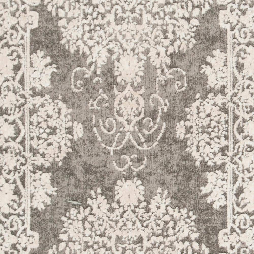 Elegant Reflection Dark Grey/Cream Synthetic Runner Rug 2'3" x 12'