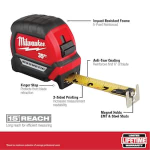 35 ft. x 1 in. Compact Magnetic Tape Measure with 15 ft. Reach and FASTBACK Compact Folding Utility Knife