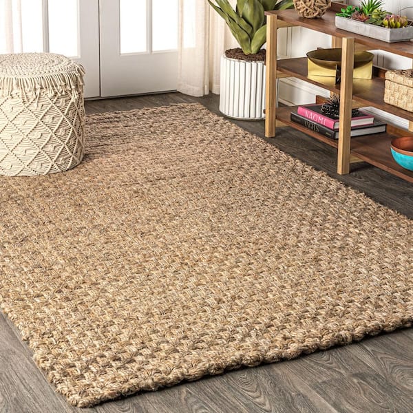 JONATHAN Y Natural 5 ft. x 8 ft. Estera Hand Woven Boucle Chunky Jute Area Rug