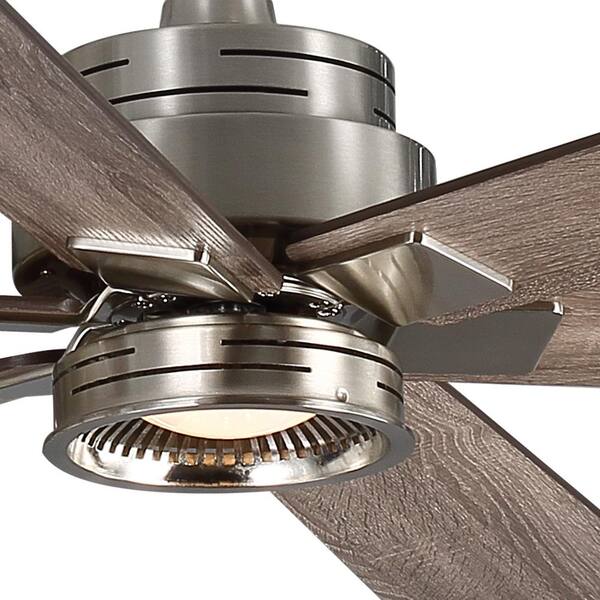Home Decorators Collection Statewood 70 in LED Brushed Nickel Ceiling Fan with 