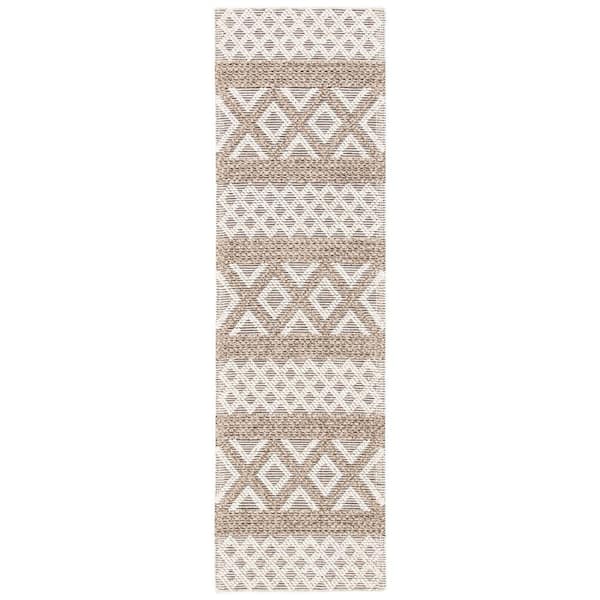Vermont Ivory/Gray 2 ft. x 8 ft. Tribal Geometric Runner Rug