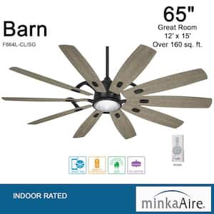 Barn 65 in. Integrated LED Indoor Coal Black Smart Ceiling Fan with Light and Remote Control