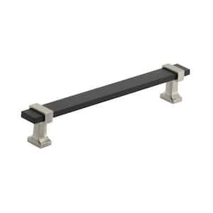 Overton 6-5/16 in. (160mm) Classic Brushed Matte Black/Satin Nickel Bar Cabinet Pull