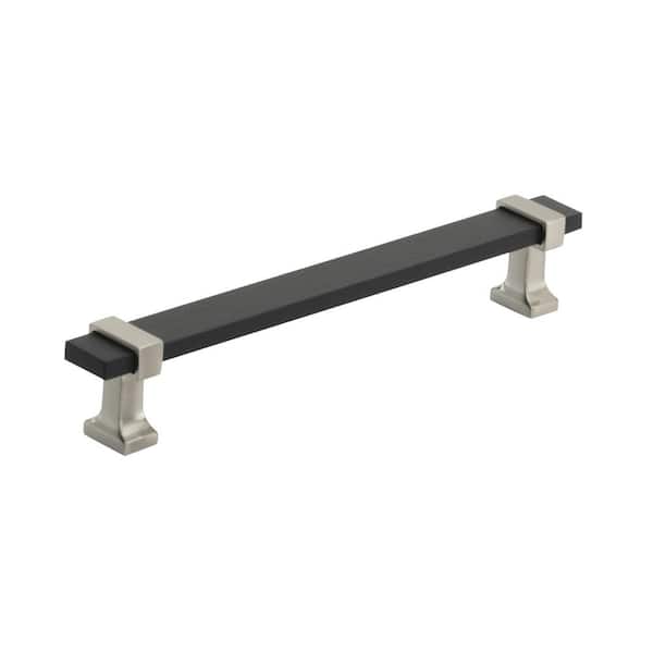 Amerock Overton 6-5/16 in. (160mm) Classic Brushed Matte Black/Satin Nickel Bar Cabinet Pull