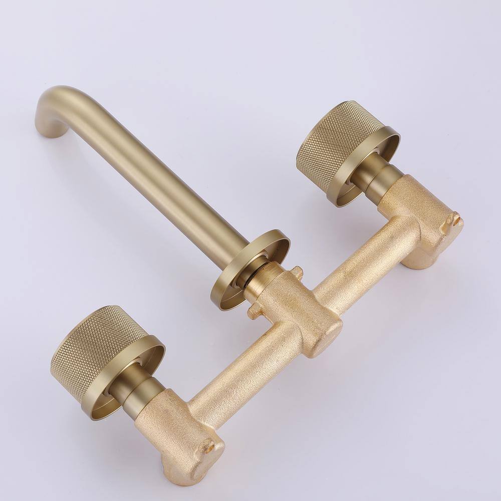 Brushed Gold Two-Handle Wall Mounted Bathroom Faucet