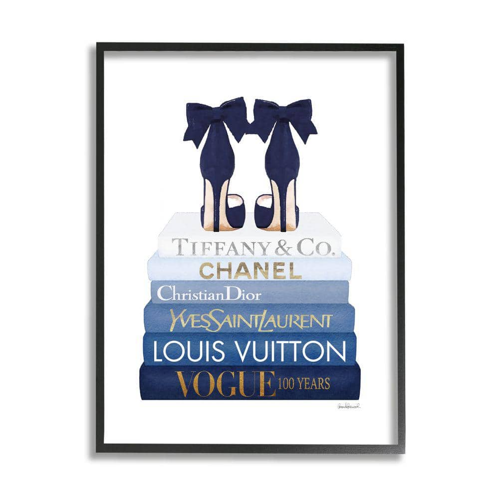 Navy Blue Bow Heels Chic Glam Bookstack By Amanda Greenwood Framed Print Abstract Texturized Art 16 in. x 20 in. price history on PriceWatchPro