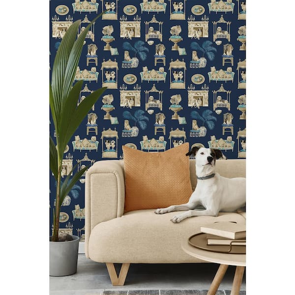 Best in Show Dog Midnight Blue Vinyl Peel and Stick Wallpaper Roll ( Covers 30.75 sq. ft. )
