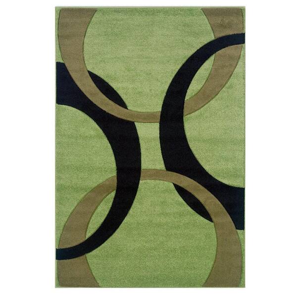 Linon Home Decor Corfu Collection Lime and Black 2 ft. x 3 ft. Indoor Area Rug