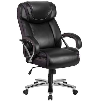 27.5 in. Width Big and Tall Black Faux Leather Executive Chair with Swivel Seat