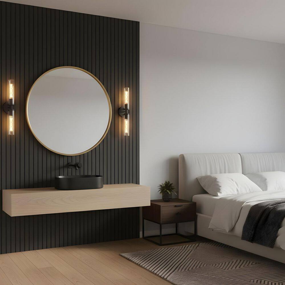 21.7 in. 2-Light Black Wall Sconce for Bathroom, Living Room, Bedroom（2-Pack） price history on PriceWatchPro