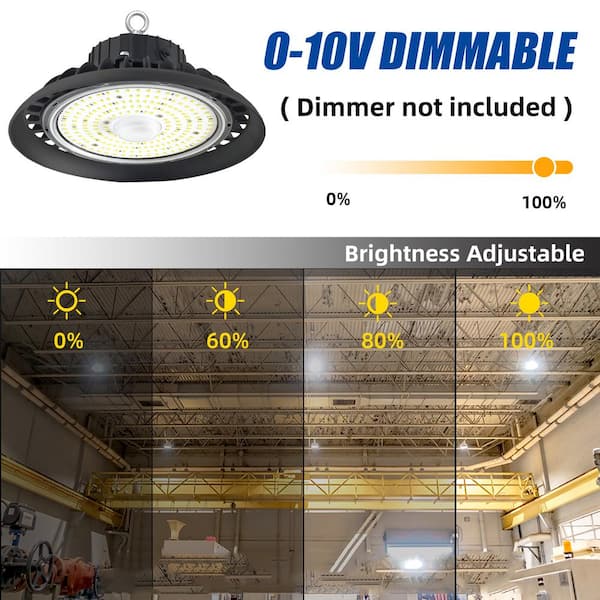 Bieuoram 11 in. 150W Integrated LED Balck High Bay Light, 24000LM