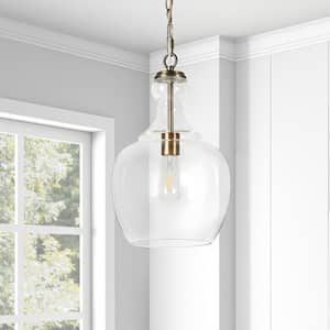 Verona 1-Light Brass Pendant with Clear Glass Shade